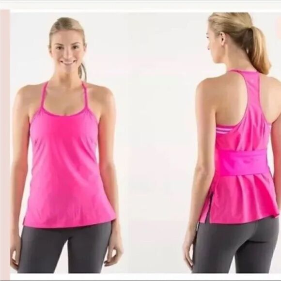 Lululemon amped tank raspberry glo practice freely groovy stripe 4 - Picture 1 of 5